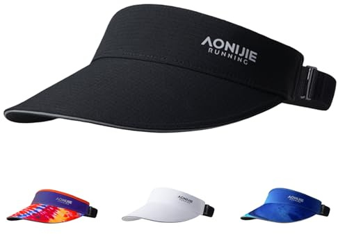 Joscoal Visor Cap Unisex Ultralight Laufvisier Sport Sonne Visoren mit Verstellbares Kopfband Damen Herren Sonnenhut Sonnenschild Sonnenvisier für Tennis Running Langlauf, Schwarz