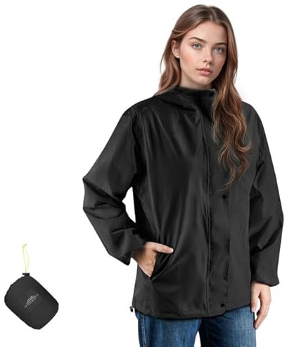 LAMA Regenjacke Damen Regenmantel Ultraleicht Regenponcho Fahrradjacke Wasserdichte Wanderjacke mit Kapuze, Atmungsaktiv Regenbekleidung Regencape Sportjacke Outdoorjacke Regenschutzbekleidung
