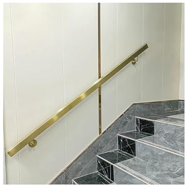 Pasamanos de escalera industrial de metal para interiores, de 90 cm, 120 cm, 150 cm, 180 cm, 300 cm, 3,6 m, 4,2 m y 6 m, con soportes para montaje en pared. Pasamanos de tubo cuadrado de acero inoxida