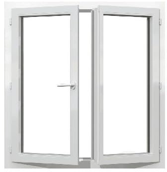 Fenêtre PVC 2 vantaux H 135 x L 110 cm OF pour pose en neuf avec poignée