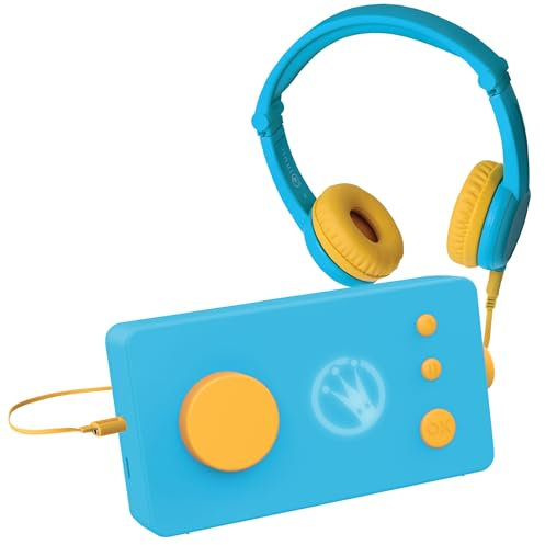 Lunii - Pack de Voyage Ma Fabrique à Histoires Bleue et Casque Audio Bleu Assorti - Boîte à Histoires + Casque Enfant + 2h30 d'histoires incluses à télécharger - Conteuse Fabriquée en France