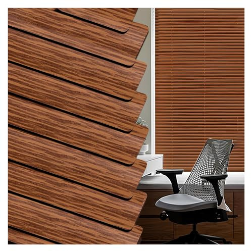 PQPQLI Jalousie In Holzoptik, Startseite Verdunkelungsrollos Aluminium Jalousette Und Sichtschutz, 2.1cm Lamellen, Mit Bohren, Inklusive Montagematerial(Brown,B60xH110cm)