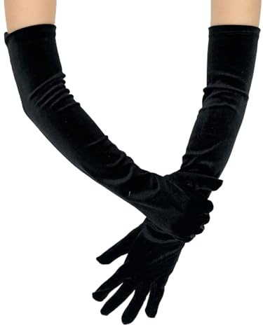 IYOU Longs Gants Velours pour femmes Gants Longueur Arc-en-ciel Noir Gant 1920 pour Costumes Soirée Party