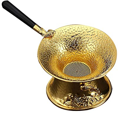 Infusor de té de malla reutilizable, colador tradicional chino, filtro de hojas sueltas, pantalla de filtro con base para utensilios de cocina con soporte de base desmontable, accesorios Kungfu