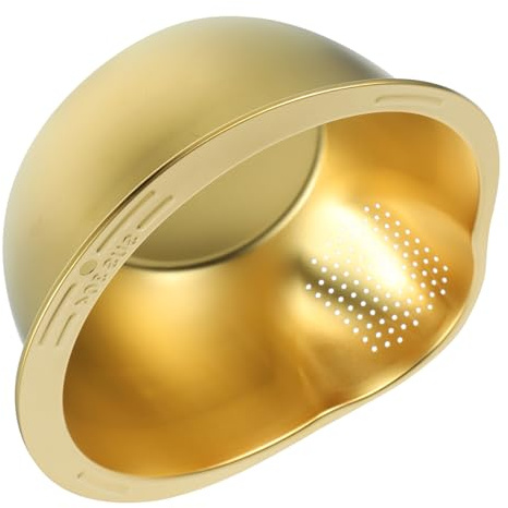 TOYANDONA Colador de Cocina de Acero Inoxidable para Cesta de Drenaje con Malla Fina Resistente y Fácil de Limpiar Diseño Elegante Dorado para Uso Diario