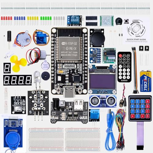 ELEGOO Carte Starter Kit de Démarrage ESP-32 Compatible avec Arduino IDE | avec Tutoriel et Carte de Développement Microcontrôleur Double Cœur USB-C Prise en Charge AP/STA/AP+STA