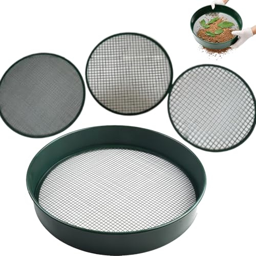 Peosaard Metallsieb, 5 Stück/Set Gartensieb, 3, 6, 9, 12 mm Erde, Metall, Abnehmbarer Ersatz-Erdsieb für Gartenarbeit und Steine, Sieb für Gartenarbeit