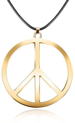 YEAMLTE 1 Stück Peace Kette Hippie, 60-70 Peace Symbol Hippie Peace Halskette, Edelstahl Hippie Peace Zeichen, Peace Anhänger Kette, Unisex-Karnevalskostüme und Accessoires