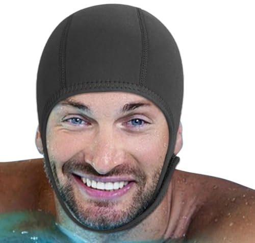 Gorro de natación térmico de neopreno de 2,5 mm para mujer | Gorro de natación térmico con correa autoadhesiva, gorro ajustable para mujer