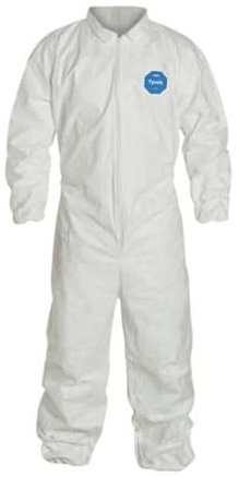 DuPont Tyvek 400 Disposable Protective Coverall with Elastic Wrists and Ankles, White, X-Large, 6-Pack