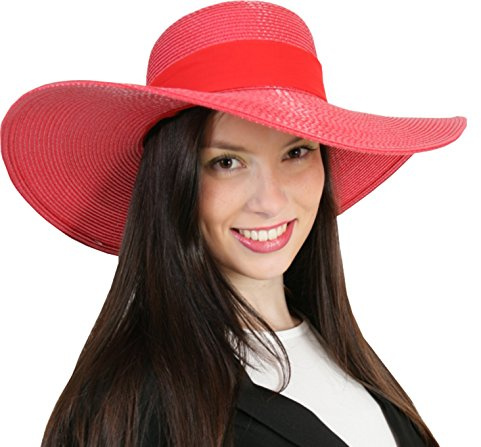 KarnevalsTeufel, Damenhut, schicker Sommerhut mit breiter Krempe und roter Schleife