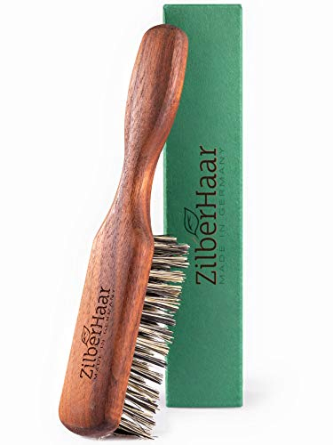 ZilberHaar - Spazzola da Barba Regular Vegana - Setole Naturali Rigide, Fibra di Tampico Messicano e Legno di Noce Oliato - Spazzola da Barba per Uomo Senza Componenti Animali - Made in Germany