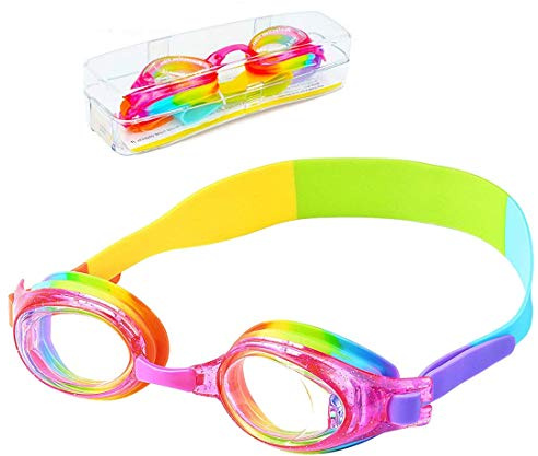 iToobe Kids Swimming Goggles for Girls Kids Age 3 to 14 Years Anti-fog UV Protection No Leakage Soft Silicone Seal with Free Protective Case