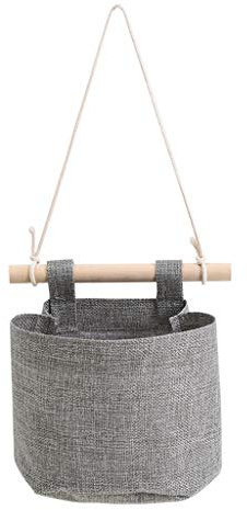 Baumwollleinenstoff Schrank hängen Aufbewahrungstasche ， abnehmbare Faltbare waschbar über die Wand Tür Organizer für Zimmer Badezimmer (grau 14 x 15 x 7 cm)