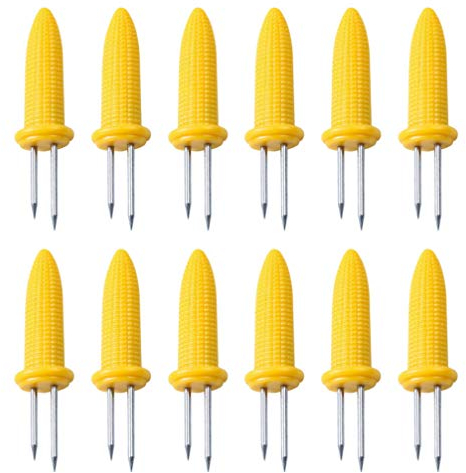 Hemoton 24 Pcs Porte-Maïs en Acier Inoxydable Maïs sur Les Brochettes D'épis Double Broche Titulaires De Maïs Doux pour Le Barbecue Cuisine À La Maison