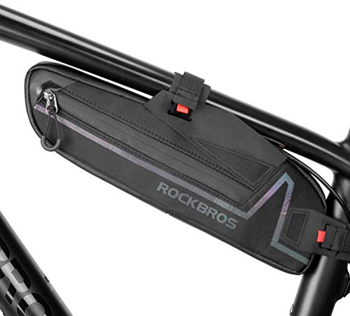 ROCKBROS Bike Frame Bag Bike Triangle Bag Water Resistant Bicycle Under Top Tube Bag Colorful Reflective 1.5L Large Capacity Bike Storage Bag for Mountain Road Bike Tools Accessories