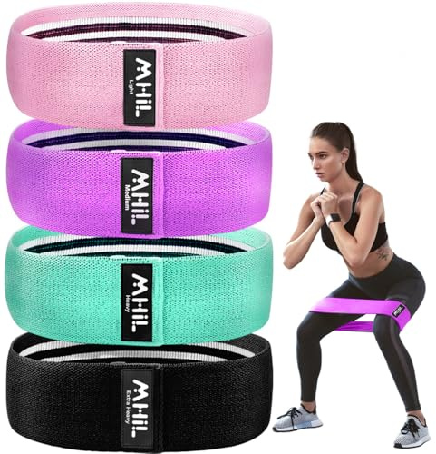 MhIL Widerstandsbänder – beste Übungsbänder für Damen und Herren – dickes, elastisches Gewebe für Training mit Beinen, Po, Gesäß, Stretch-Fitness-Bänder für Fitnessstudio, Gewichte und Kniebeugen