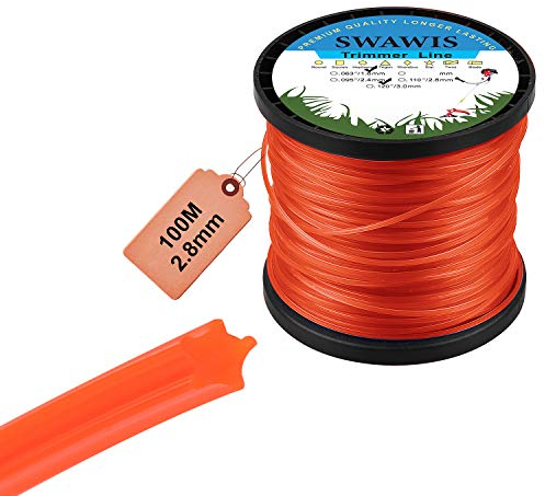 Filo di ricambio per decespugliatore, 2,8 mm/100 m, Stella, filo di ricambio per decespugliatore Weed Grass Yard o Garden, colore: arancione