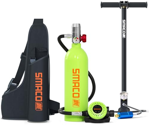 SMACO Tauchen Sauerstofftank Geeignet zum Sporttauchen 1L Mini-Tauchflasche Unterstützen Sie Unterwasseratmung (Nicht Mehr als 16 ft) Tauchzylinder Zum Freizeittauchen Notfallluftversorgung S400