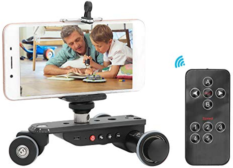 Dolly Automatique de Caméra Vidéo, PPL-06S Pro, Voiture de Chariot à Glissière Motorisée Pivotante à 90 Degrés avec Télécommande, Réglage de 5 Vitesses, pour Appareil Photo Reflex Numérique, Smartphon