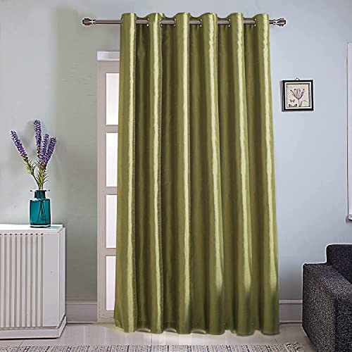 GYROHOME Extra Wide Blackout Curtain for Sliding Glass Door, Faux Silk Blackout Curtains (Beige Liner) Fully Lined Solid Window Treatment Drapes (1Panel,100x84inch, Grass Green)