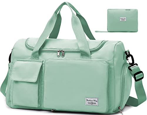 Tokeya Borsone da Viaggio Pieghevole, Impermeabile Borsone Palestra Sportiva con Scomparto Scarpe e Scomparto Bagnato Grande Borsa da Palestra Donna Uomo Leggera Borsa Piscina per Sport/Viaggi, Verde