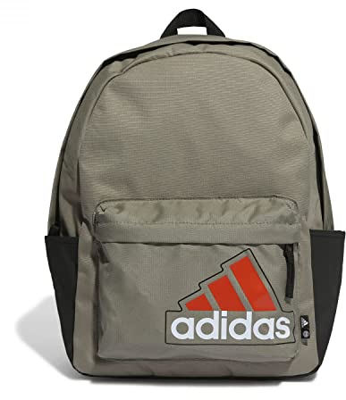 adidas Unisex Essentials Seasonal Backpack, Silver Pebble/White/Preloved Red, One size