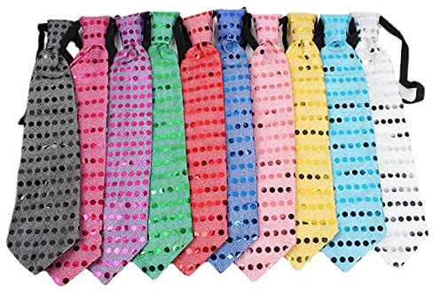 Newwyt Set de 10 LED Corbata Iluminada Brillante Luminosa Intermitente Preatada de Lentejuelas - Envío Aleatorio