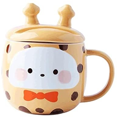 Tazzine caffè Tazza da caffè Tazza di tè Tazza da caffè con Animali Carini con Coperchio Tazza da caffè in Ceramica Tazza Multifunzionale Adatta al Microonde Tazzine di Caffe Tazze da caffè (Color :