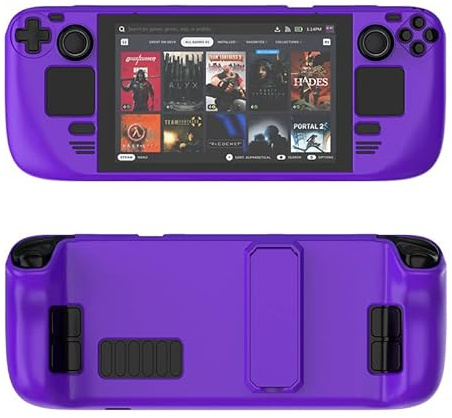 Protective Cover Case for Steam Deck,Game Console Accessories,Gaming Handheld Controller Hard Shell with Stand,Drop Protection Grip Case (dark purple)