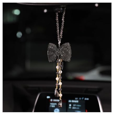 JUGALIADC Auto Deko Auto-anhänger Mit Schleife, Niedliche Kristallquasten, Kette, Rückspiegel, Ornament, Perle, Strass RüCkspiegelanhäNger