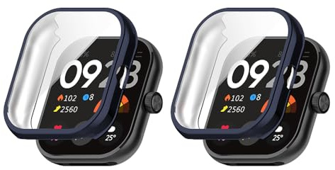 TIMEYUE Funda para Xiaomi Redmi Watch 4 con Protector de Pantalla, [Paquete de 2] [Antiarañazos] Funda de TPU Blando Electrochapado para Redmi Watch 4-Azul