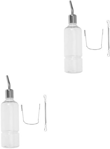 Angoily Lot De 2 Distributeurs Deau Automatiques Portables pour Petits Animaux pour Chats Et Oiseaux Bouteille Deau Suspendue en Plastique Taille L
