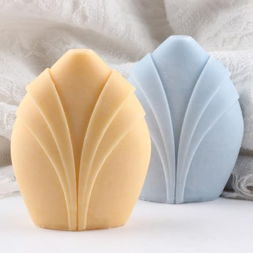 XIAOSHUI Moule à bougie en silicone 3D géométrique incurvé en forme de colonne abstraite pour la fabrication de bougies, résine, aromathérapie, plâtre, cire, savon, argile