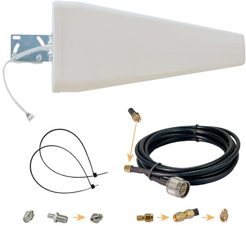 Antenne Directionnelle 12dBi pour 5G/4G/LTE/WiFi, Usage Extérieur, 698-960 MHz & 1710-3700 MHz. Compatible avec Orange et Bouygues Telecom. Câble 3m SMA/RP-SMA/TS9