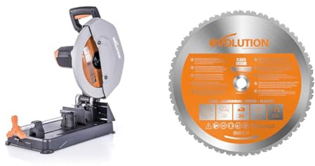 Evolution Scie à tronçonner multi-matériaux R355CPS Evolution Power Tools, 355 mm & Power Tools - Lame Polyvalente en Carbure de Tungstène Rage, Orange, 355 mm
