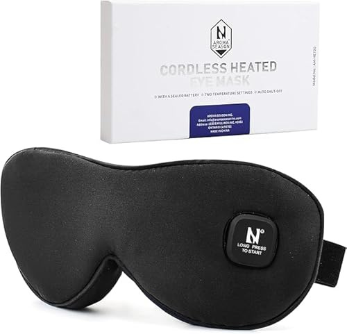 AROMA SEASON Wärmebrille mit Akku ohne Kabel zur Linderung von trockenen Augen, Gerstenkorn, Blepharitis | Waschbar und wiederaufladbar | schwarz