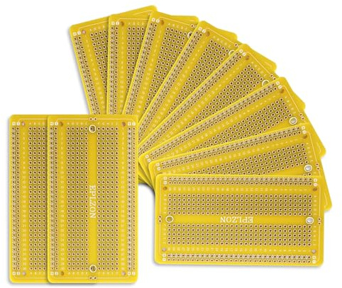 EPLZON Prototype Board Lötbares Breadboard Doppelseitig Leiterplatte PCB Circuit Board zum Schweißen von,DIY elektronische Artikel (Packung mit 10 Stück,Gelb)