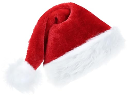 Alederways Weihnachtsmannmütze Weihnachtsmütze, Unisex Weihnachtsparty Hut für Erwachsene, samtweichem Plüsch klassische Pelz Xmas Hut