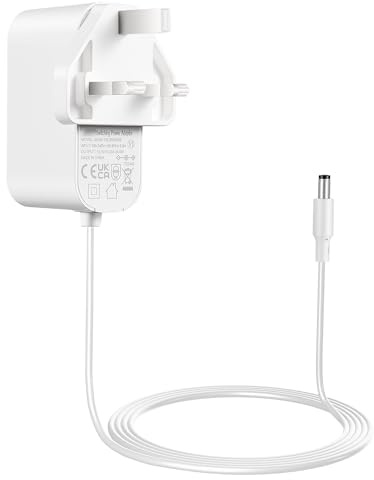 Lonnky 12V 2A Power Supply with 1.8 M Cable, Compatible with LED Strip Light, Home Security Camera, LCDs, Routers, 100-240V AC to 12V DC Adaptor Converter Wall Plug, White