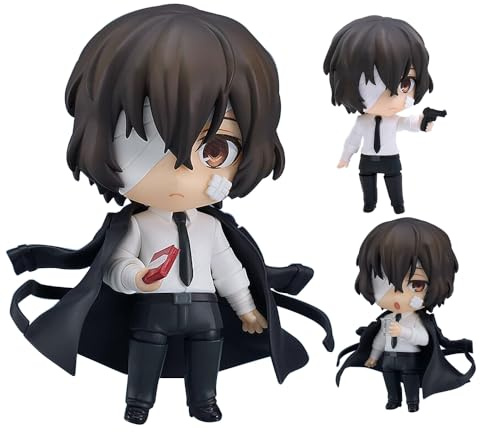Zhongkaihua Bungo Stray Dogs Figura de anime Dazai Figura de acción con accesorios, modelo de arcilla Dazai Osamu Joint cabezas intercambiables movibles, adornos coleccionables
