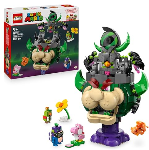 LEGO Super Mario Prinz Florian & Schloss Bowser - Interaktives Spielzeug mit 4 Figuren - Pinker Yoshi & Stand zum Spielen & Ausstellen - Gamer Geschenk für Jungen & Mädchen ab 9 Jahren - 72042