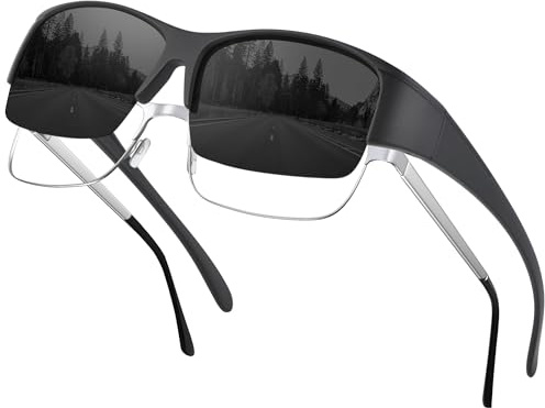 Perkanion Polarisiert Sonnenbrille Über Normale Brille - Überzieh Sonnenbrille Sonnenüberbrille für Brillenträger Herren Damen mit UV400