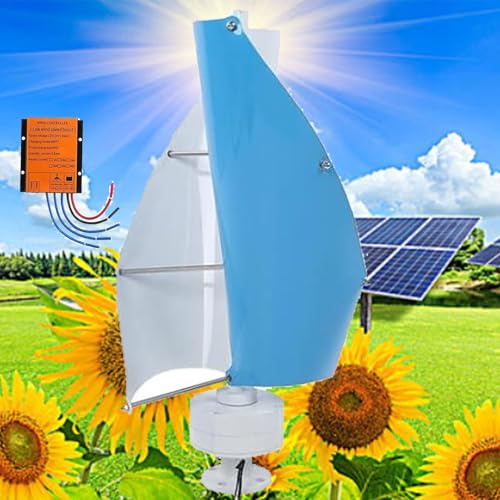 Aerogeneradores 16000W Sin Ruido Generador de turbina eólica Vertical, Aerogenerador de levitación magnética con Controlador MPPT para Molino de Viento Verde(Blue,48V)