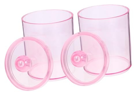 POPETPOP Organizador de Hisopos de Algodón Tapa Rosa, 2 Piezas de Ps para Almacenamiento Cómodo en Baños Pequeños y Tocador