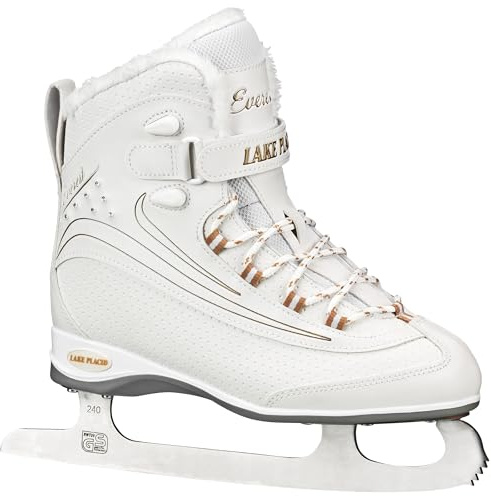 Lake Placid Everest Women's Ice Skate, White/Gold, Size 10