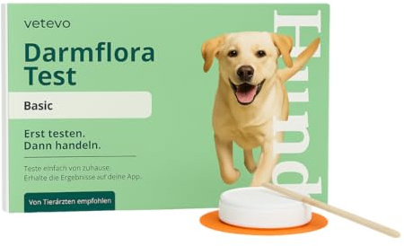 vetevo Darmflora Test Hund - 7 Schlüssel-Bakterien & pH-Wert | Dysbiose-Index & Bakterienprofil, erkennt Auslöser von Juckreiz & Hautproblemen, ideal nach einer Antibiotikagabe