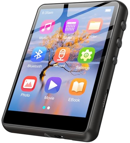 128GB MP3 Player with Bluetooth 5.4, 2.4 inch Full Touchscreen Portable Music Player HiFi Lossless Digital Audio Player with Speaker, FM Radio, E-Book, Earphones Included