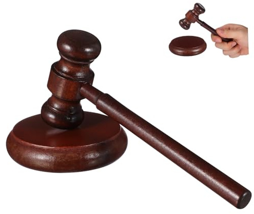 FUNOMOCYA Marteau de Juge Bois avec Socle Maillet de Tribunal Multifonction Marteau Gavel Décoratif pour Garçon Fille Cadeau Avocat Juge et Ventes Aux Enchères