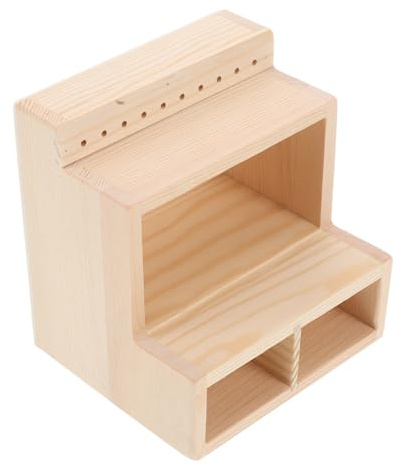 jojofuny Soporte Organizador de Brocas para Manicura Compartimentos de Madera Caja de Almacenamiento Grande para Herramientas de Uñas Pulidora Integrada Portátil para Salón y Uso
